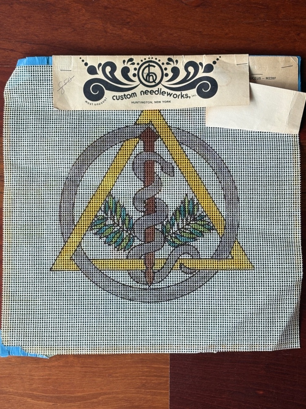Vintage Hand-Painted Needlepoint Canvas – Official Symbol of Dentistry